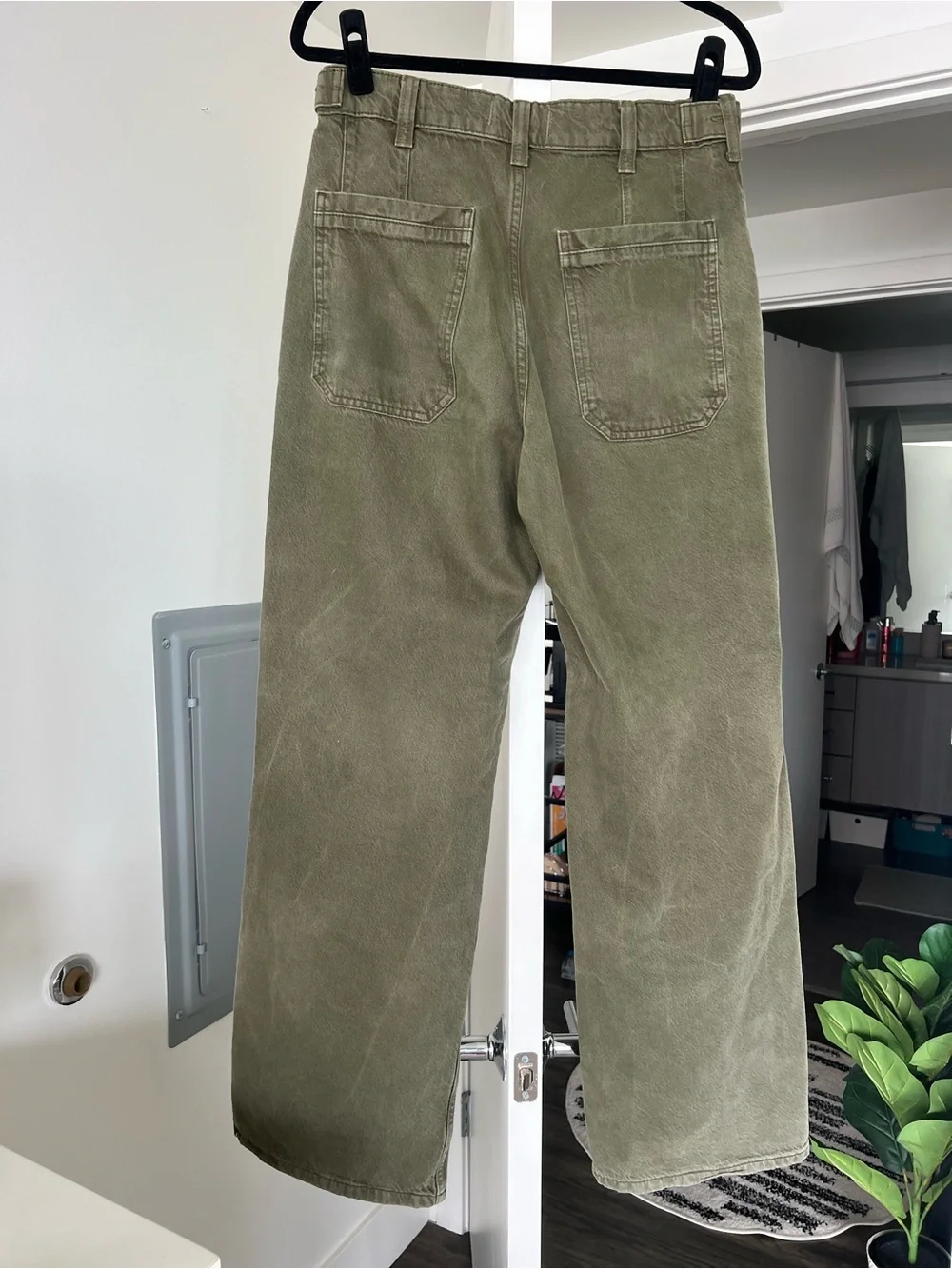 We the Free Palmer Wide Leg Baggy Loose Fit Denim Jeans Army Green Size 27